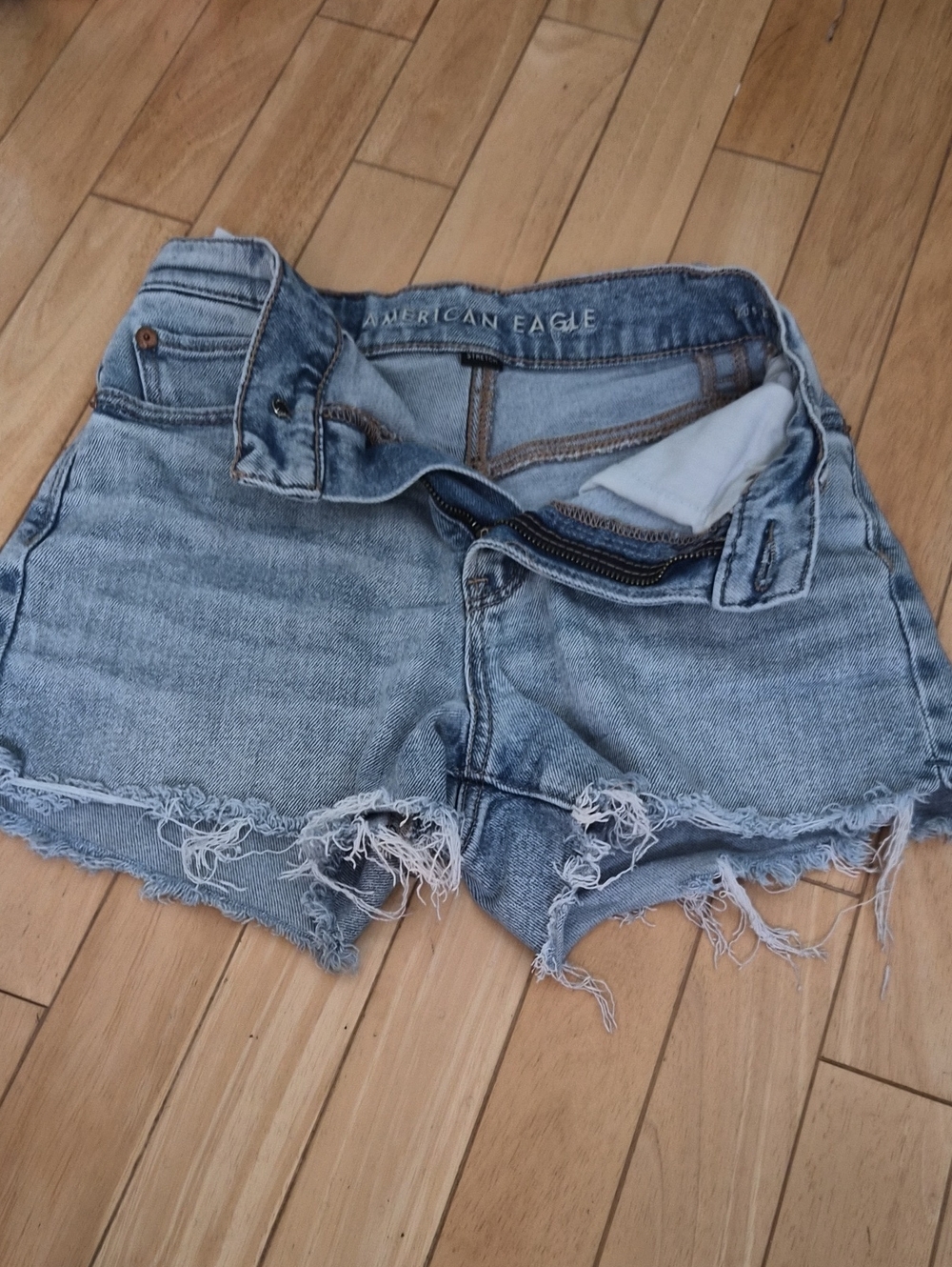 American Eagle Outfitters Light Blue Frayed Denim Shorts
